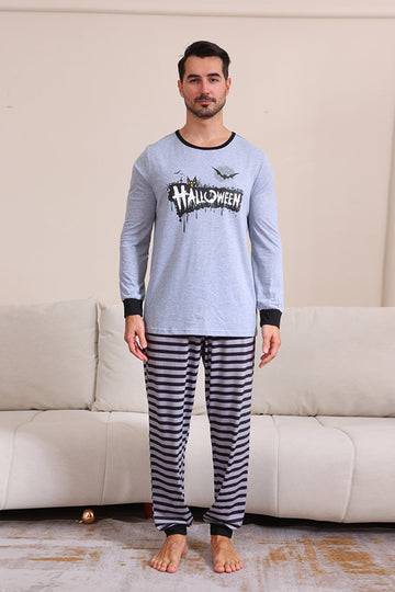 Conjunto de pijama familiar gris Happy Halloween